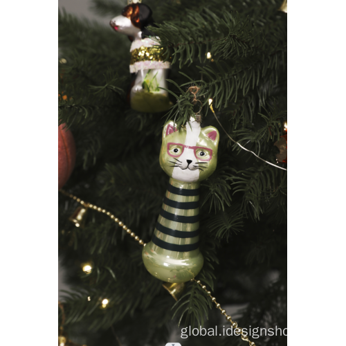 Animal Glass Ball Ornaments Christmas Ornaments Baby Girl's First Cat Glass Ornaments Supplier